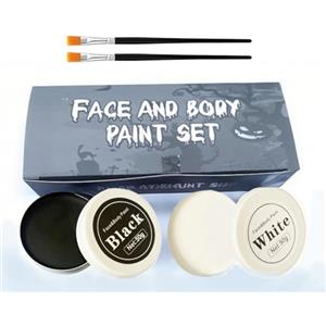 UCKriito Trucchi Bianco e Nero per Viso Halloween, Trucco Carnevale Halloween Bambini Donna Adulti, Bianco e Nero Body Painting per Carnevale Feste Clown Effetti Speciali Sfx