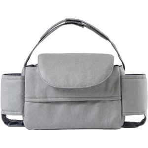 Hiseng Borsa Organizer per Passeggino, PU Universale Portatile Borsa Passeggino Organizer, Tracolla, Grande Capacità, Scomparti Multipli, Borsa Fasciatoio per Carrozzina (Grigio,35x15x11cm)