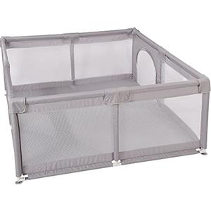 HUOLE Recinto Neonato con Tappeto Gioco Bambini Pieghevole, Box Bambini con Materassino in Tessuto e Rete Traspirante, per Bimbi 0~3 Anni-1,5 * 1,8 m - (grigio)