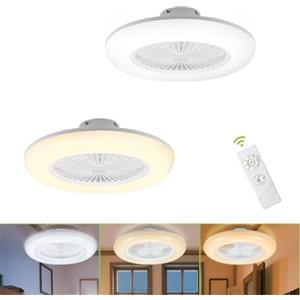 Jopassy 2x Illuminazione Ventilatore a Soffitto 80W, lampadario LED Ø55cm Regolabile con ventilatore e telecomando, temperatura a 3 velocità e 3 colori