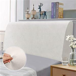 TAOCOCO Copri Testata Letto Matrimoniale, Copri Testiera Letto Imbottita, Copertura Testiera Letto Elastico, Morbido Tessuto Velour Stretch, Lavabile, Design All-In-One(Bianca, 180-200cm)