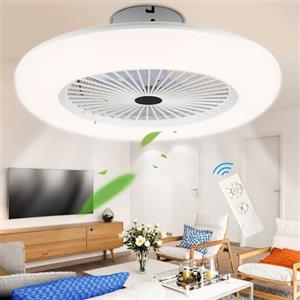 Jopassy Illuminazione Ventilatore a Soffitto 80W, lampadario LED Ø55cm Regolabile con ventilatore e telecomando, temperatura a 3 velocità e 3 colori