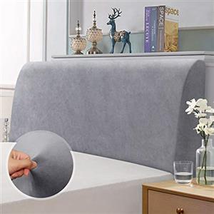 TAOCOCO Copri Testata Letto Matrimoniale, Copri Testiera Letto Imbottita, Copertura Testiera Letto Elastico, Morbido Tessuto Velour Stretch, Lavabile, Design All-In-One(Grigio Chiaro, 180-200cm)