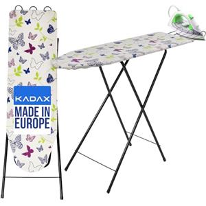 Kadax - Asse da stiro pieghevole per ferro da stiro a vapore, 100,5 x 30 cm, ampia superficie da stiro, regolabile in altezza, poggiaferro estraibile