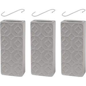 Generico SET 3 PEZZI EVAPORATORE UMIDIFICATORE IN CERAMICA DECORATA PER TERMOSIFONI RADIATORI CON GANCIO COLORE GRIGIO