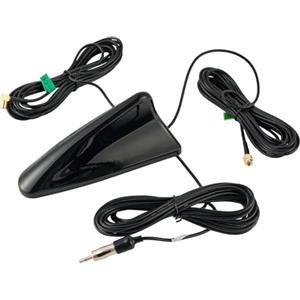 Vecys DAB FM/AM Antenna GPS per Auto Pinna di Squalo Antenna Autoradio Amplificatore di Segnale da SMA a SMB a Spina DIN Tetto Auto 5m Cavo RG174 per Auto Veicolo Radio FM/AM Digitale