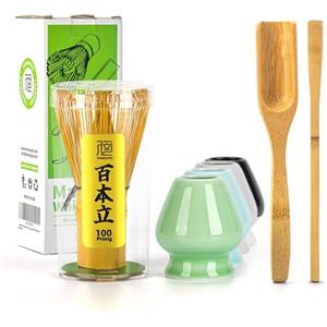 TEANAGOO MATCHA KIT, frusta per matcha (Chasen), cucchiaio tradizionale (chashaku), cucchiaino, supporto per frusta: il set perfetto per preparare una tazza di tè