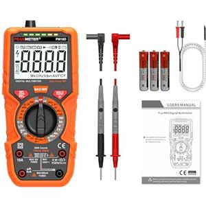 Ayitam Multimetro digitale con 6000 conteggi, Amperemetro Ohmmetro Voltmetro TRMS, Misura la resistenza alla corrente di tensione Diodo Continuità Temperatura Frequenza NCV con display LCD e torcia elettrica