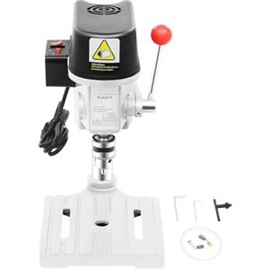 AIRYSSFU Mini trapano a colonna da banco da 340 W con base in ghisa, motore in filo di rame pieno, 3 velocità regolabili
