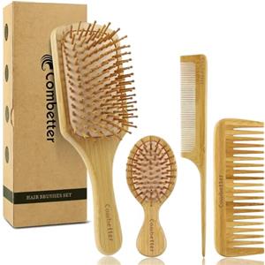 Combetter Set di spazzole e pettini ideali per capelli bagnati o asciutti, a palette districante, per donne uomini e bambini da Combetter