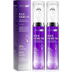 WANFAER 15ml Siero per Contorno Occhi con 8% di Caffeina, Per Occhiaie e Borse, Rughe e Linee Sottili, Anti-rughe, Anti-tasche e Correttore, Acido ialuronico puro e caffeina per Donne e Uomini (2pcs)
