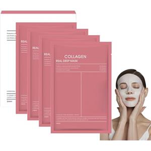 tysumeoy 4 Pezzi Maschera Viso Al Collagene, Bio Collagen Real Deep Mask, Riduce le Linee Sottili e Le Rughe, Minimizzare I Pori, Migliorare L'elasticità, Idratare e Rassodare la Pelle