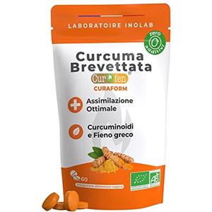 inolab LABORATOIRE INOLAB Curcuma Bio Brevettata CurQfen® | biodisponibile X 45 rispetto a un estratto di curcumina 95% + Piperina pepe nero | Risultati clinicamente provati | Curaform INOLAB Laboratorio