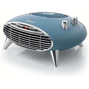 Ariete 8211 Termoventilatore da tavolo, Stufetta elettrica, 2000W, Termostato, Silenzioso, Griglia e piedi cromati, Celeste