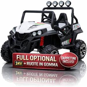 TOYSCAR Macchina Elettrica per Bambini 2 Posti 24V New Polar Sedile Regolabile Auto Elettrica per Bambini Telecomandata Porte Apribili con Ruote in Gomma e TAPPETINI (Bianco)