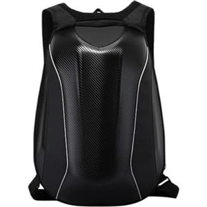 Generico Zaino Rigido Moto, 30-48L Espandibile, Guscio in Fibra di Carbonio, Scomparto Casco e Tasca Laptop, Alta Capacità per Viaggi