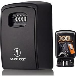 Iron Lock® - Cassetta di sicurezza XXL per chiavi, combinazione a 4 cifre, con codice resettabile con interruttore A B, extra large, per interni ed esterni, impermeabile, grande chiave di sicurezza