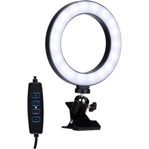 Grundig Lampada ad anello con diametro di 15,6 cm - Luce ad anello con morsetto da tavolo - Selfie Ring Light con 48 LED, 3 modalità di illuminazione e 10 livelli di luminosità - Alimentazione USB