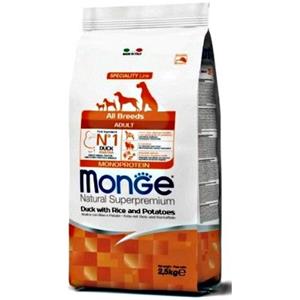 MONGE CANE CROCCHETTA ALL BREEDS ADULTO ANATRA, RISO E PATATE 2,5 KG