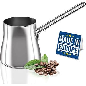 Crystalia Caffettiera Turca 18/10 Acciaio Inossidabile 850ml Fornello Teiera, Scaldalatte, Caffettiera Greca, Caffettiera Araba, Cezve Turco Briki per Cucinare, Scalda Cioccolato, Sciogliere Burro