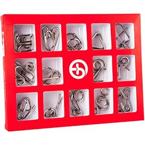 Holzsammlung Set da 15 Rompicapo Metallo, Giochi Rompicapo Gioco Intelligenza, Classico Rompicapi Giocattoli, Giocattolo Educativo Metal IQ Puzzle Rompicapo Regalo per Adulti Bambini Adolescenti