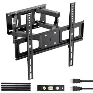 GRIFEMA GB1004-1 Supporto TV Parete per 26-65 Pollici con Doppio Braccio, Staffa TV Girevole Inclinabile Estensibile, Fino a 55 kg, Max VESA 400x400mm, Più Stabile, Facile da Montare con Livella