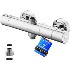 GRIFEMA G17005 Berlin-Rubinetto Miscelatore Termostatico per Sistema-Colonna Doccia, Cromo, Argento [Exclusiva Amazon] 31 x 12 x 7 cm
