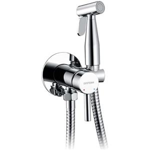 GRIFEMA Doccia per Bidet Portatile, Rubinetti per Bidet con supporto, Miscelatore Bidet ad Acqua Calda e Fredda, Cromo, Argento, G154-1