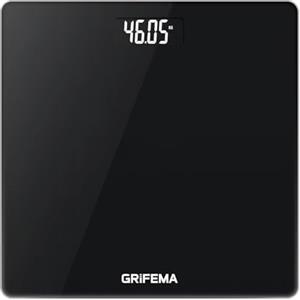 GRIFEMA GA2001-1 Bilancia Pesa Persone con Display LCD, Bilancia da Bagno con Design Moderno, Max 150 kg Precisione 50 g, Facile da Leggere, 26x26 cm, Nero