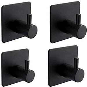 Ibergrif M34251B - Gancio per Asciugamani, Appendiabiti, Porta Ganci Accappatoio Bagno, Adesivi 3M, Acciaio Inox, nero, Taglia unica