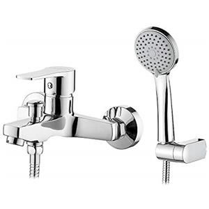 Ibergrif M13057 Rubinetto Miscelatore per Doccia e Vasca, Rubinetto Miscelatore Vasca da Bagno con Soffione Doccia, Sistema Doccia a Parete Con Regolabile Supporto e Tubo da 150cm