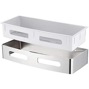 Ibergrif M34030 - Mensola Portaoggetti Doccia Adesiva, Porta Oggetti Bagno da Muro, Acciaio, Plastica