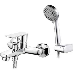 Ibergrif M13002 Supreme, Rubinetto Miscelatore Monocomando per Doccia-Vasca con Doccetta, Supporto e Flessibile, Cromo, Argento