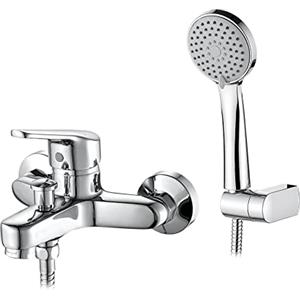 Ibergrif M13150 Rubinetto Miscelatore per Vasca da Bagno con 3 Modalità Sistema Doccia a Pioggia con Flessibile Doccia 180 cm e Bocchetta Allunga (40 cm) Rubinetto Doccia con Supporto Doccia