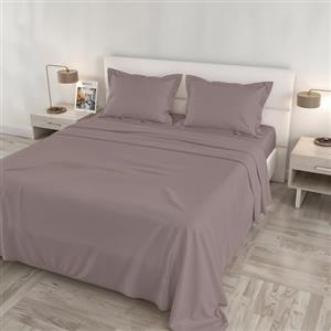 Italian Bed Linen Completo Letto RASO CLOE Matrimoniale Maxi 100% Cotone Made in Italy - Set Lenzuola, 2 Federe con Volant, Lenzuolo Sopra 260x300 cm, Lenzuolo Sotto 180x200 cm - ROSA ANTICO