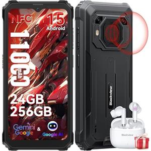 Blackview BV6200 Plus Rugged Smartphone 2025, Batteria 11000mAh Telefono Indistruttibile 24GB+256GB/2TB TF, 6.56 HD+, 98dB Altoparlante, Fotocamera AI 16MP+13MP, Fingerprint/NFC/GPS/2 Anni Garanzia