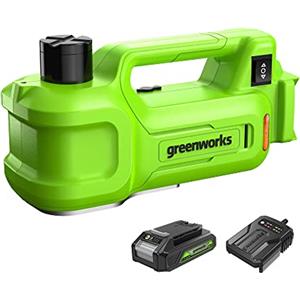 Greenworks Jack Batteria 24V 3T Elettrico Idraulico Altezza di Sollevamento, 6-1/8"-17-1/2", 155-445mm. Universale Auto-Locking con Batteria e Caricatore 2Ah G24JACKK2