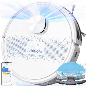 Lubluelu Robot Aspirapolvere Lavapavimenti con Mappatura 4500Pa a 5 Piani, Robot Vacuum Mop 3 in 1, LiDAR Laser 9.0, Aspirapolvere Robot per Pulizia Domestica, WiFi/APP/Alex Control, Bianco