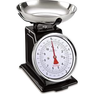 TERRAILLON - Bilancia da cucina vintage - Tara manuale, quadrante grande e vaschetta da 1 litro, capacità 5 kg - Modello "Tradition 500" nero