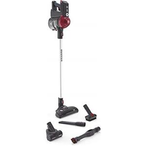 Hoover Freedom FD22RP 011 Scopa Elettrica senza Filo, Tecnologia Ciclonica, Multifunzione, Batteria da 22V, Autonomia 25 Min, Spazzola per Peli Animali, Trattamento Antiallergico, Grigio e Rosso