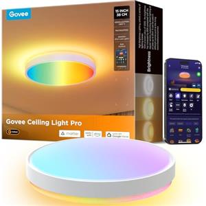 Govee Plafoniera LED Soffitto RGBIC, Smart Lampadario LED Ø38cm, 48,5W Lampada da Soffitto Dimmerabile 4300lm Lavorare con Matter Alexa Google Home, Luce per Camera da Letto Soggiorno Cucina Corridoio