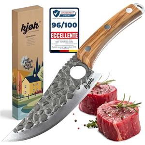 kjøk Premium Coltello da cuoco professionale durezza 56±2 HRC stile giapponese con lama da 15cm, con custodia e manico in legno d'olivo, coltello da cucina asiatico e da chef per la bisteca