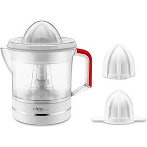Ufesa Zest Spremiagrumi Elettrico da 25W, Capacità 0,7L, Corpo in Acciaio Inossidabile, 2 Coni, Rotazione Bidirezionale, Accensione Automatica, Parti Smontabili e Senza BPA