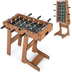 GYMAX Calcio Balilla Pieghevole in Legno, Calcetto da Tavolo con Supporto e 6 Aste, 2 Palloni e 18 Portieri e Segnapunti, per Bambini e Adulti, 69 x 60 x 71 cm