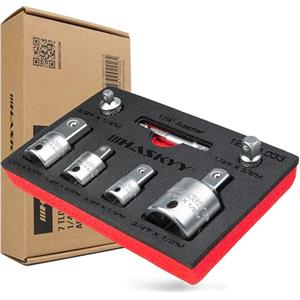 HASKYY Set di adattatori per bussola, 1/4, 3/8, 1/2, 3/4, per avvitatore a batteria, chiavi dinamometriche, set di 7 pezzi
