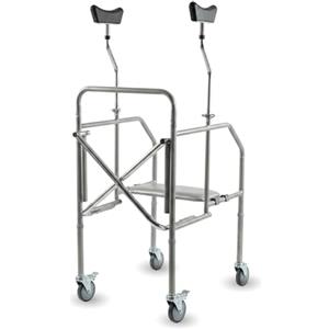 FERRUCCI COMFORT Deambulatore Ascellare per Anziani 4 Ruote con Sottoascellari Regolabili - Girello Regolabile da Interno o Esterno - Dispositivo Medico Professionale Pieghevole