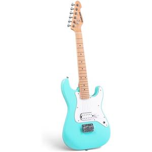 SONICAKE Chitarra Elettrica 30 per Principianti, Corpo in Legno Massello con Pickup Humbucker, Manico e Tastiera in Legno di Un Pezzo QGT-50 (Verde)