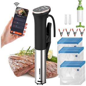 Cooksir Sous Vide Roner, WIFI Roner Cucina a Bassa Temperatura, 1400W, Sous Vide 35CM con alloggiamento in acciaio inox, Wi-Fi e controllo touch con LED, sacchetto per il vuoto con kit pompa