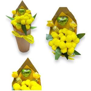 Generico Festa della donna. Piantina di Mimosa Artificiale con 3 Cioccolatini Assortiti
