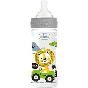 Chicco Benessere Biberon Flusso Medio in Plastica con Tettarella in Silicone, 250 ml, 120 g